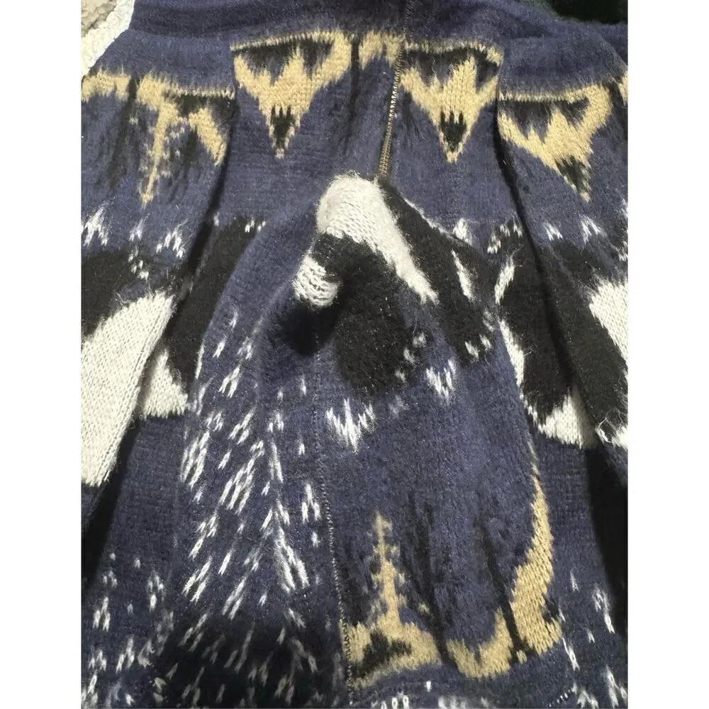 Panda Bear print hooded sweater wool kids 7/8